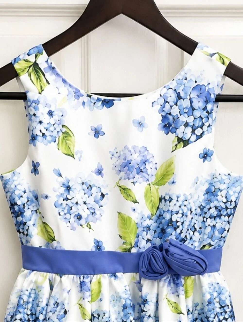 Gymboree Blue Floral Print Taffeta Girls Dress Sz 10